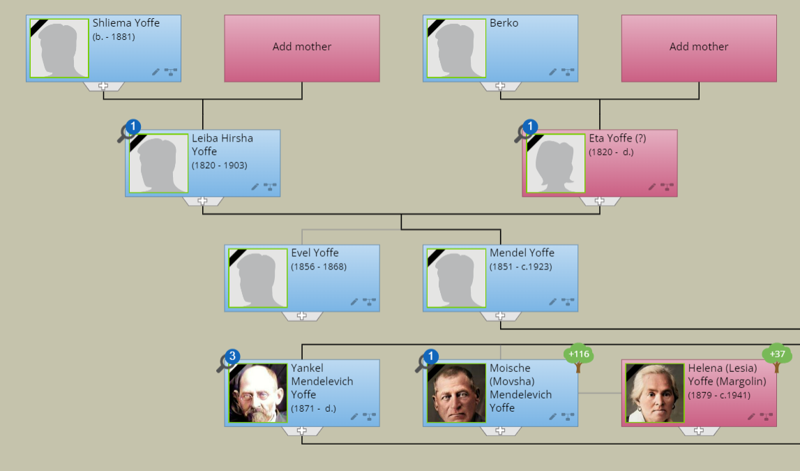 The Yoffe side of my family tree displayed on Geni.com